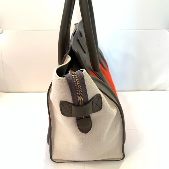 CELINE Mini Luggage 3 Color Pony Hair Bag - Picture 5 of 8